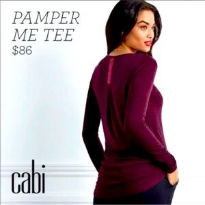 CAbi #3062 Pamper Me Tee Long Sleeve Burgundy NIB NEW IN BAG Size Small